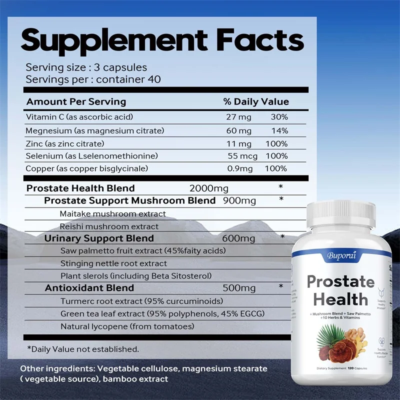 Prostate Health Reduce Nighttime Bathroom Visits Relieve Bladder and Urinary Tract Problems Improve Performance