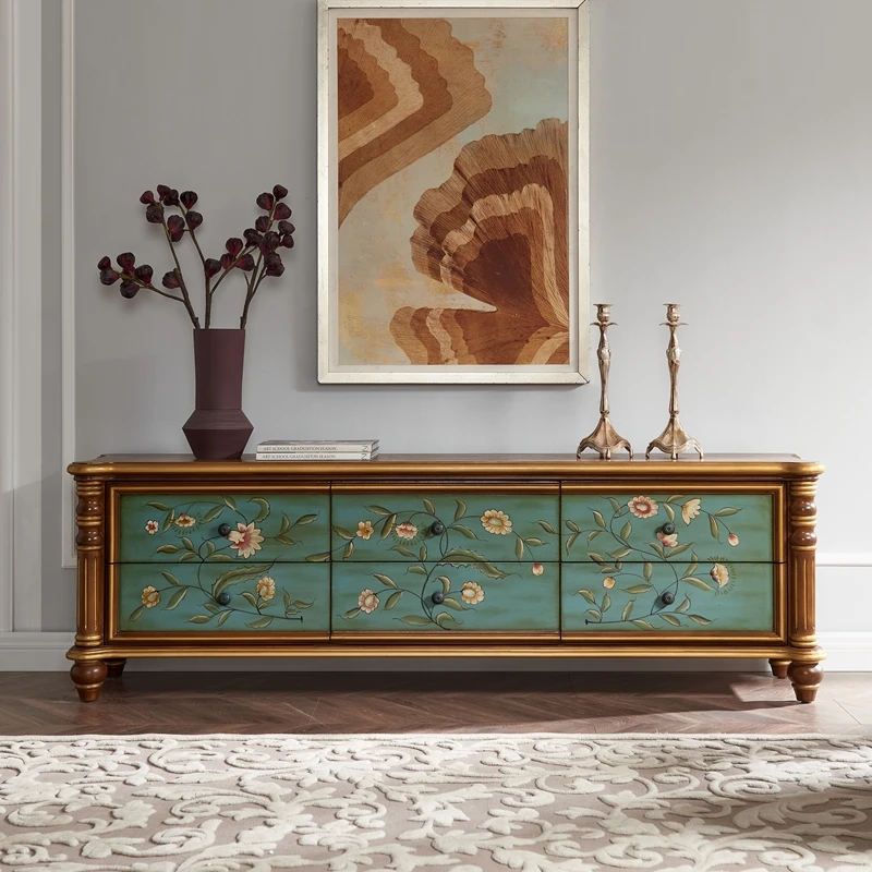 

European TV cabinet solid wood painting