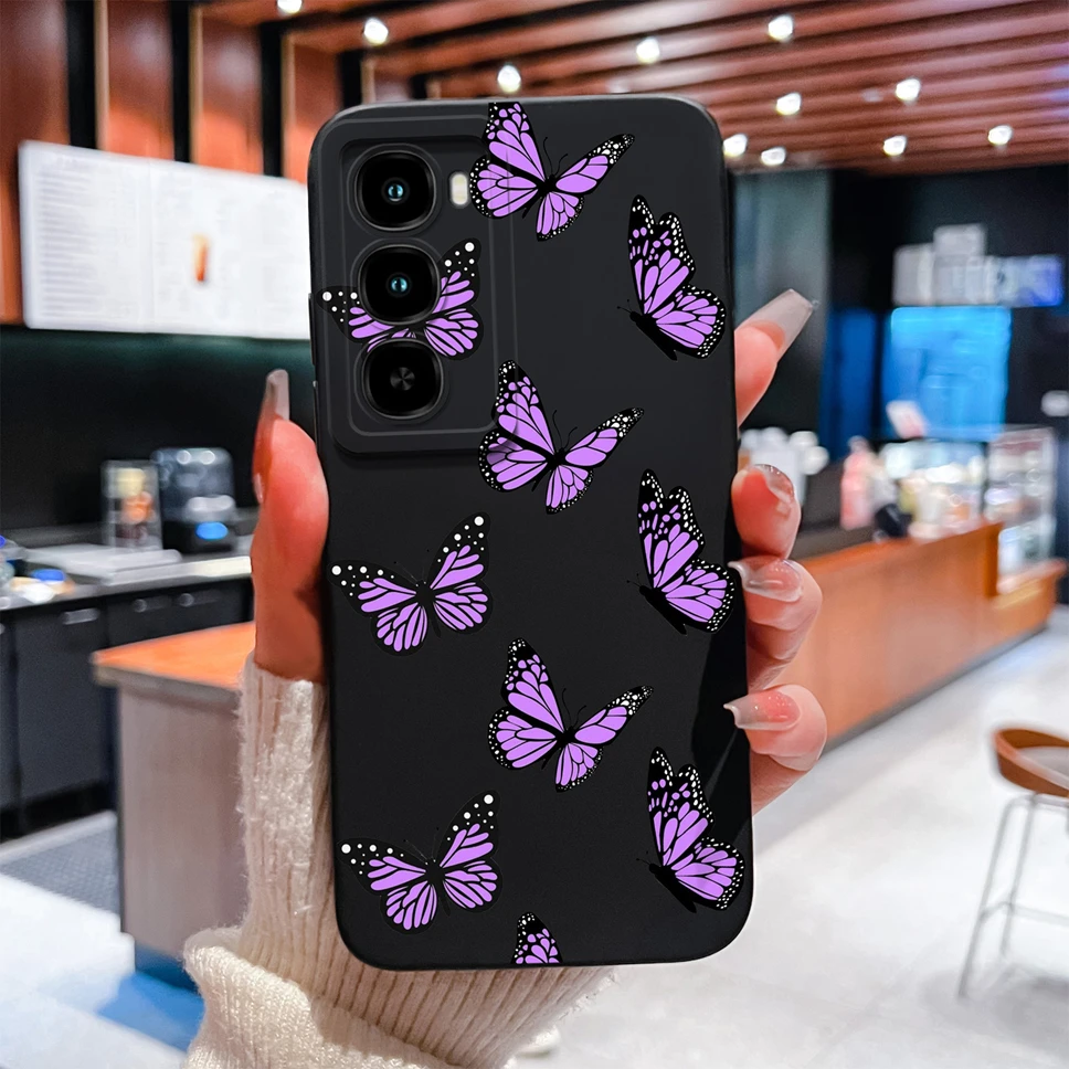 Butterfly Design Liquid Silicone Protective Phone Case, Soft and Smooth  with Bumper Shell