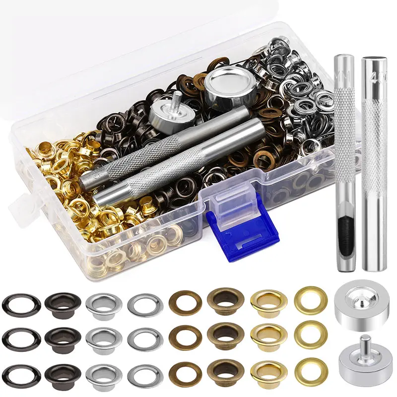 Metal Grommet Tool Kit 400 Sets Grommets Eyelets 6mm/12mm for Clothes Shoes Bag Leather Crafts DIY grommet tool