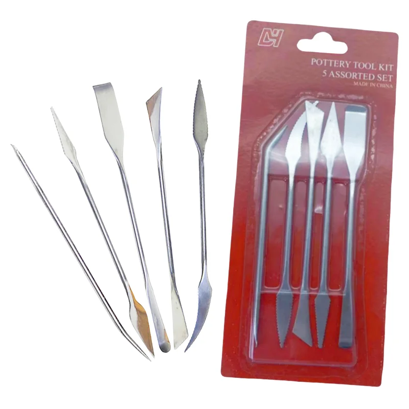 5 sets of stainless steel clay tools Polymer clay DIY modeling carving knife sculpture