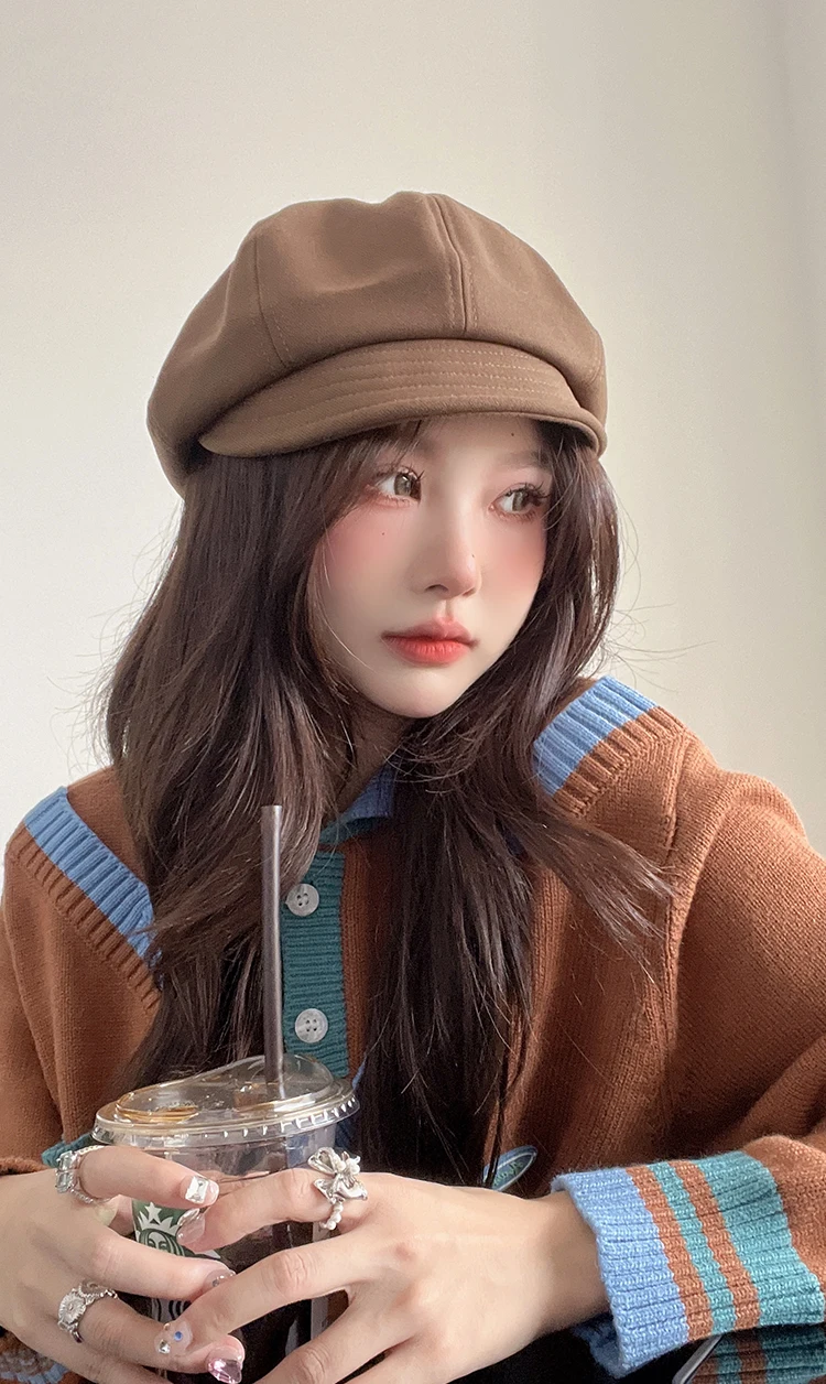 Wear Beret Halogen Beret 56-58cm Japanese Woolen Spring Winter Beret Cap  Casual Fashion