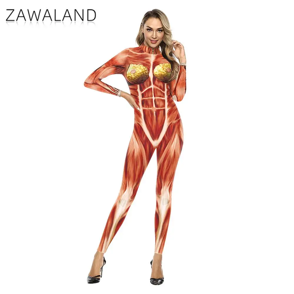 Zawaland Spandex Bodysuit Cosplay Costume Long Sleeve For Men and Women Halloween Carnival Party