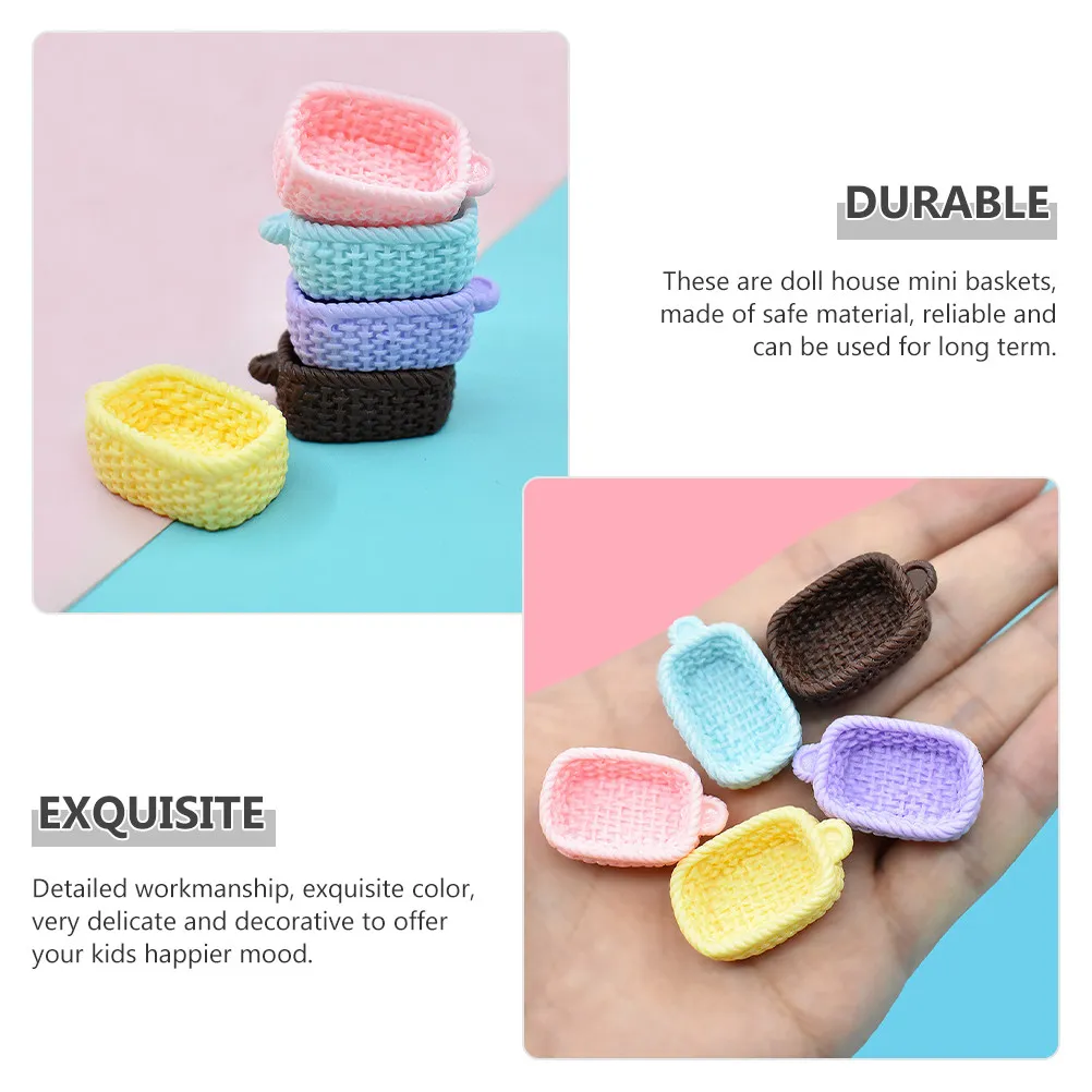 20Pcs 미니어처 바구니 안전한 소재 어린이를위한 현실적인 수제 장식품 인형 집 장식품 놀이 액세서리