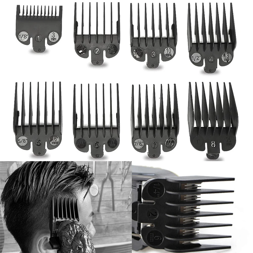 

8 Pcs 3-25mm Hair Clipper Limit Comb Universal Guide Professional Men Fashion Barber Attachment Trimmer Guards Replacement Tool
