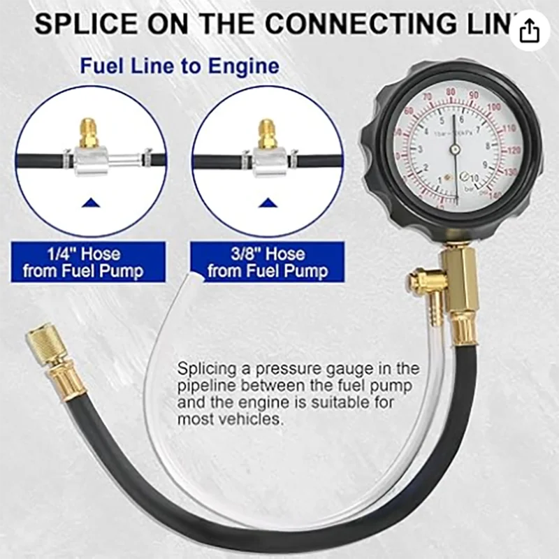 0-140PSI 연료 인젝터 인젝션 펌프 압력 테스터 게이지 키트 및 휴대용 진공 펌프 테스터 세트