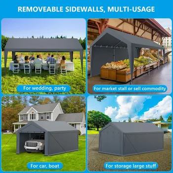 10x20FT Heavy Duty Portable Carport - All-Weather Enclosed Shelter for Cars, Trucks, SUVs & Boats, Waterproof & UV-Resistant Can 4