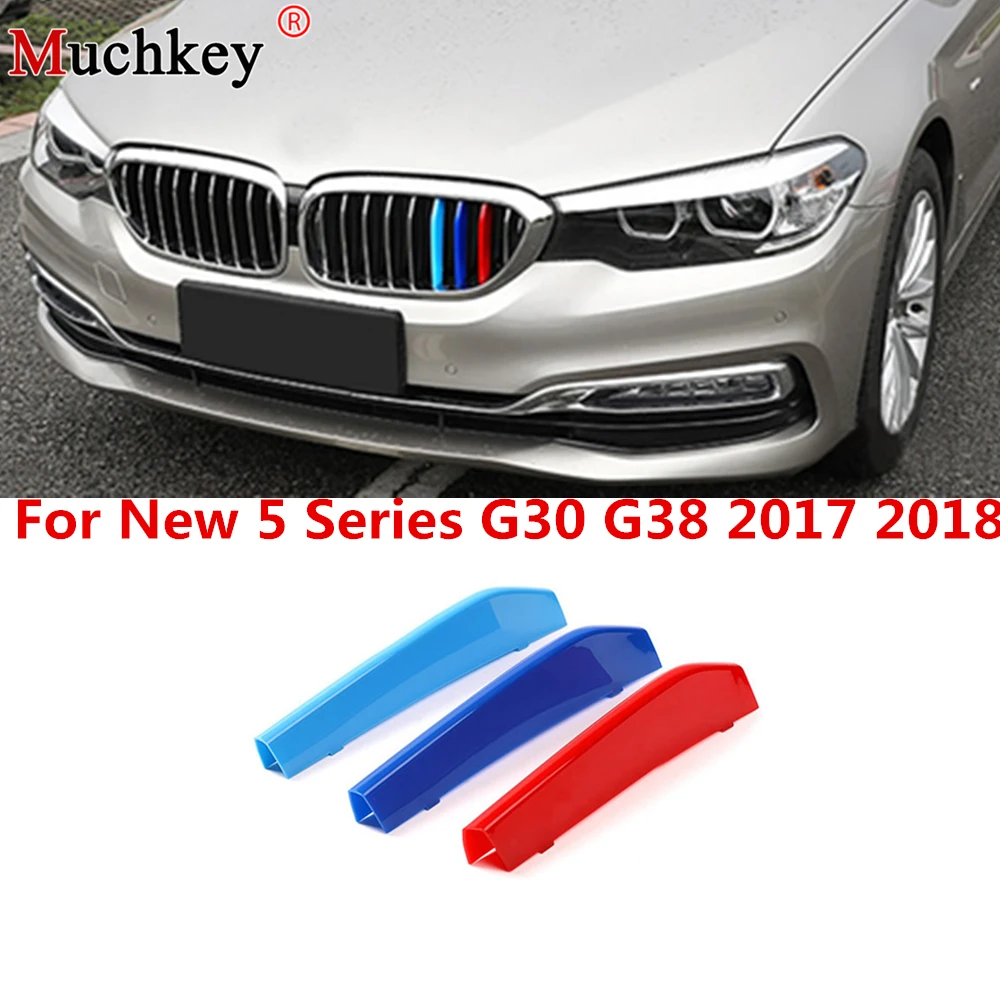 

3 Colors 3D Styling Front Grille Trim Strips Grill Cover Sticker for BMW New 5 Series G30 G31 G38 530i 540i 520d 530d 2017 2018