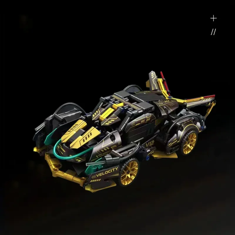2026New Building Block Racing Car V12 Building Block Car Black and Gold Fine Model Car Birthday Gift Gift for boyfriend Image 3
