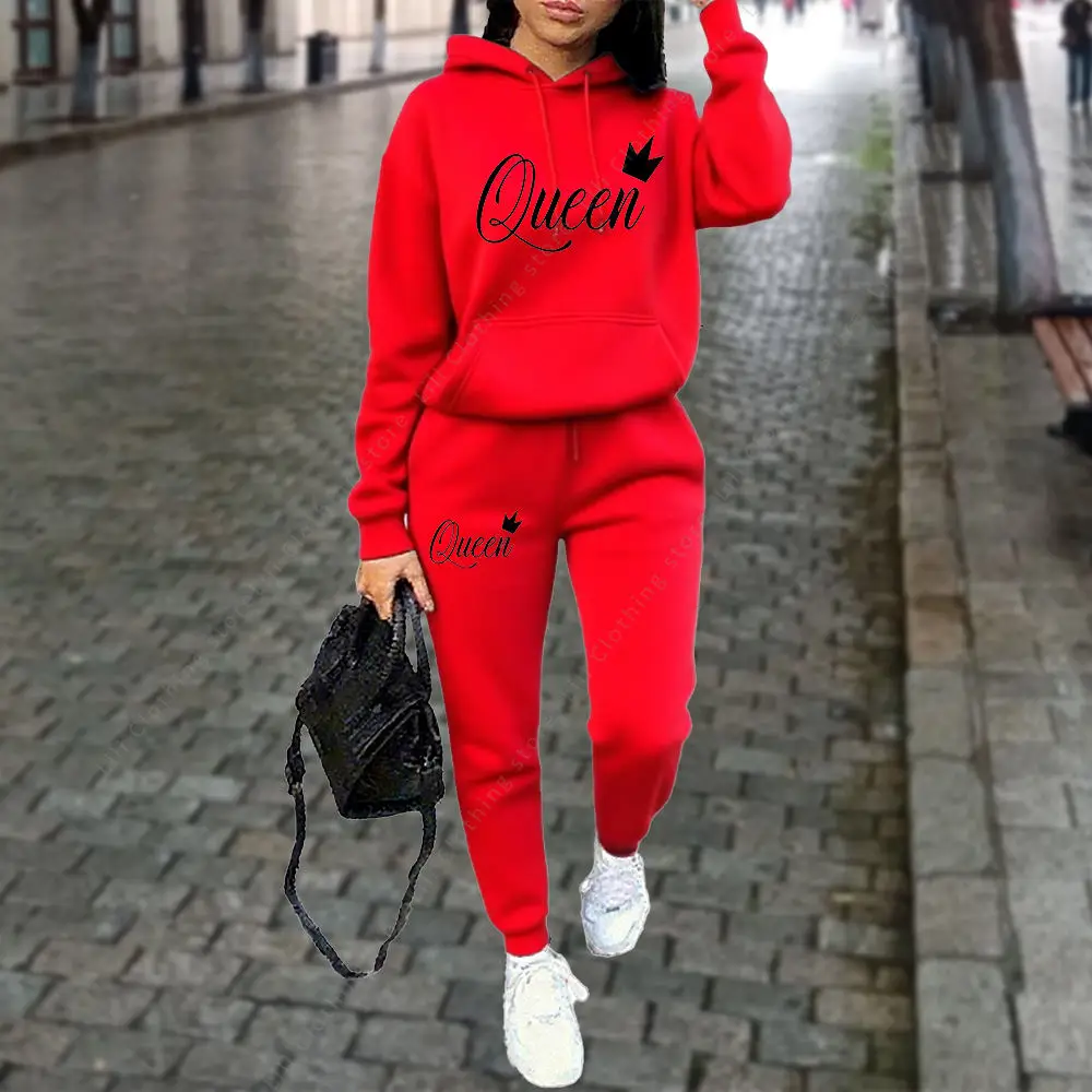 Queen Letter Hoodie & Joggers Set - Image 3