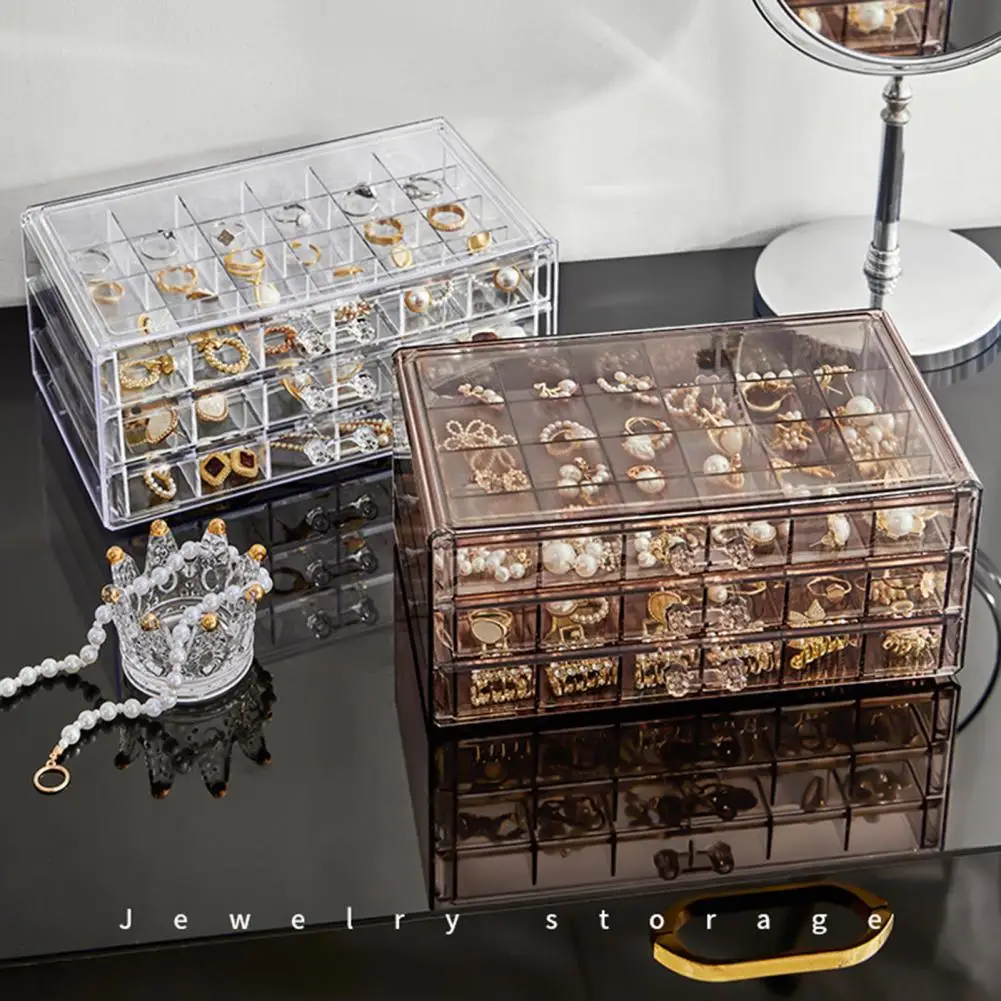 

Earring Organizer Box Dustproof Stackable Jewelry Organizer Capacity Container With 72 Grids For Earrings Rings Jewelry Storage