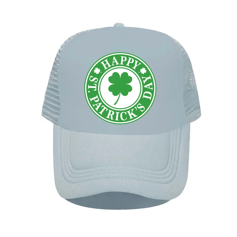 St. Patrick's Day Shamrock Trucker Hat - Irish Green Four-Leaf Clover Mesh Cap