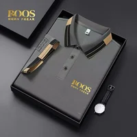 BOOSHREAFREAR Nouveau polo brodé de haute qualité pour homme, à manches courtes, tendance, idéal pour les affaires et les loisirs 1