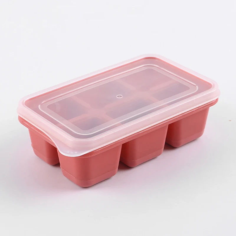 Description Picture 4 of itemSilicone Ice Cube Mould with DIY Lid 6 Grid Soft Bottom ce Cube Mold Square Fruit Ice Cube Maker Tray Kitchen Bar Tools Acces