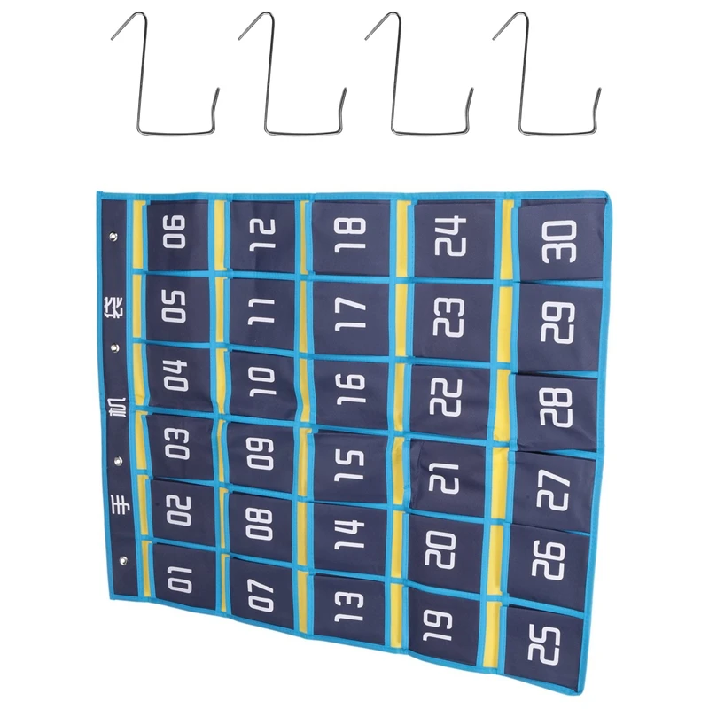 번호가 매겨진 포켓 차트 휴대폰 걸이 정리함, 교실 계산기 휴대폰 홀더용 걸이 보관 가방, 3X 30 개