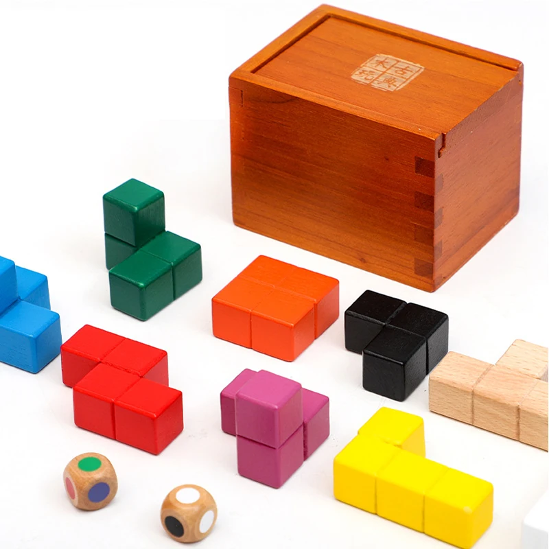 Montessori Educational Toys For Adults and Kids Brain Challenges IQ Test 3D Wooden Cube Block Puzzle Box Rompecabezas De Ingenio 5