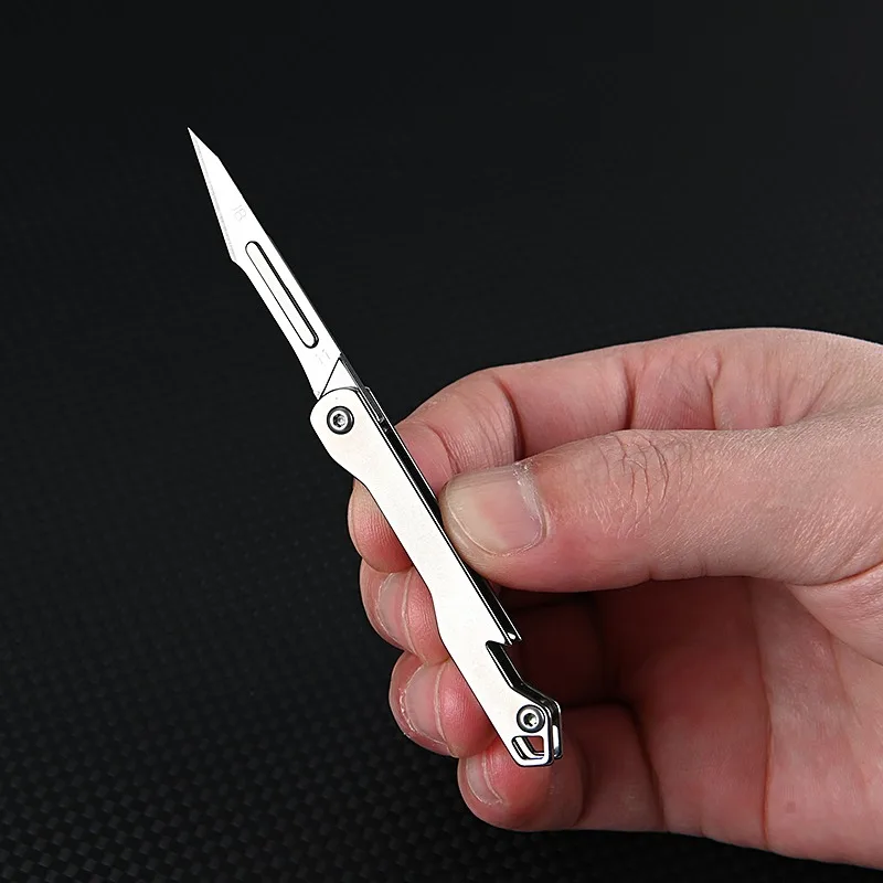 Klappbares mini messer 10 stücke ersatz d2 klinge schlüssel bund unboxing  cutter taschen messer multi tool flaschen öffner für männer geschenk -  AliExpress