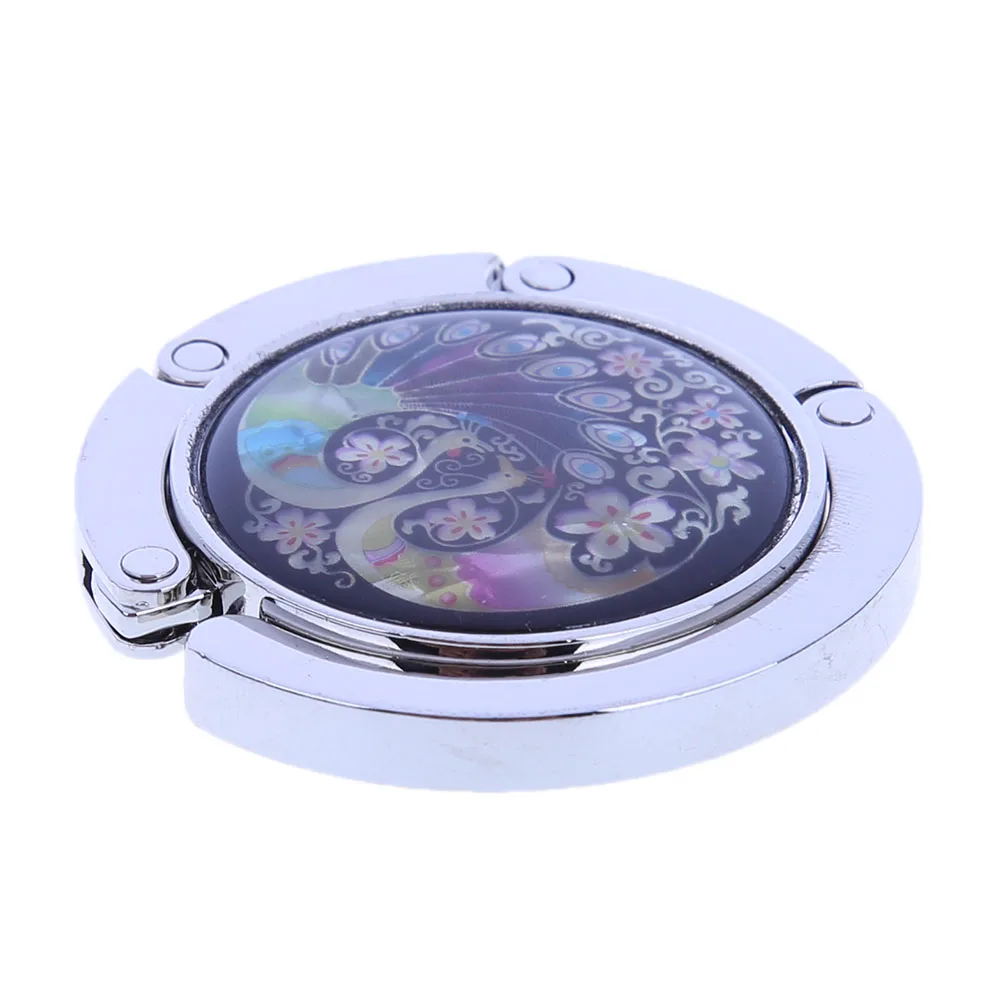 Peacock Purse Hook Folding Handbag Hanger Foldable Purse Hanger for Table Handbag Storage