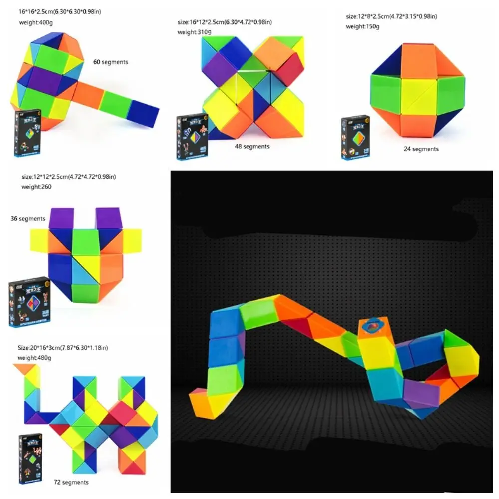 

Folding Segments Magic Rule Snake Anti-stress Detachable Transformable Kid Toys Multi-color 24-72 Segments Snake Speed Cubes Toy