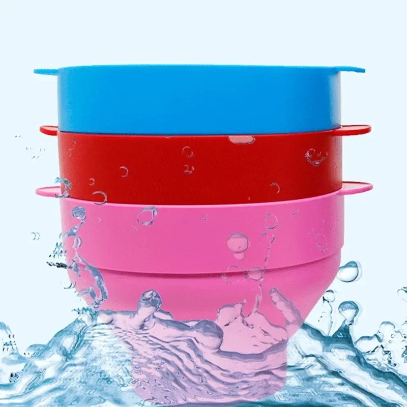 Kitchen Microwave Popcorn Bowl Bucket Silicone DIY Popcorn Maker Lid Chips Fruit Dish