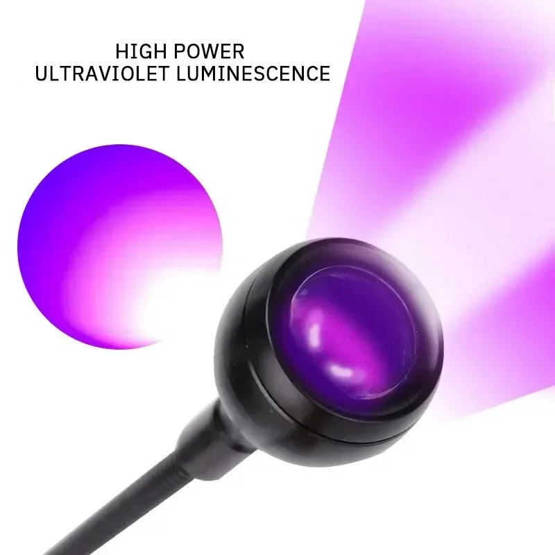 LED Desk Night Light Goose Neck Nail Art Lamp UV Curing Purple Light Lamp USB Clip Lamp, Dormitory Light Nails Travel masajeador 4