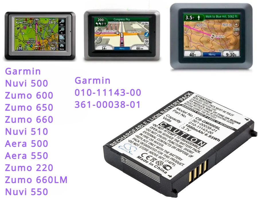 Batteria 1880Mah 010-11143-00 Per Garmin Aera 500, 510, 550, 560, Nuvi 500/510/550, Zumo 220/600/650/660, 660Lm
