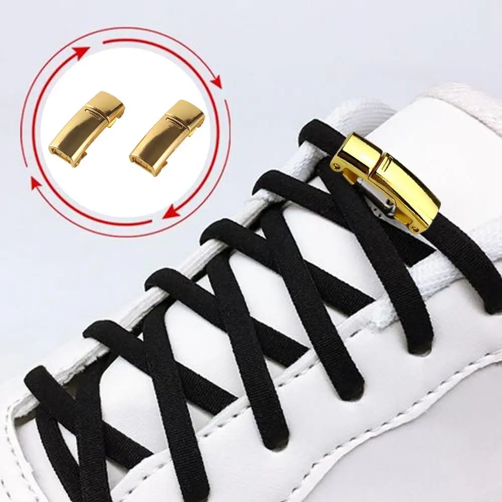 1 Pair 2cm Shoelace Metal Buckle Magnetic Lazy Shoe Lace Buckle Lock Shoe Laces Clip No Tie Lock Elastic For Sneakers Kids Adult