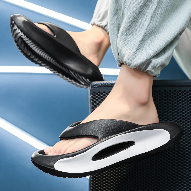 

Shevalues New Beach Slippers For Men Bath Slides Comfort Soft Thick Bottom Flip Flops Summer Non-Slip Indoor House Men Sandals