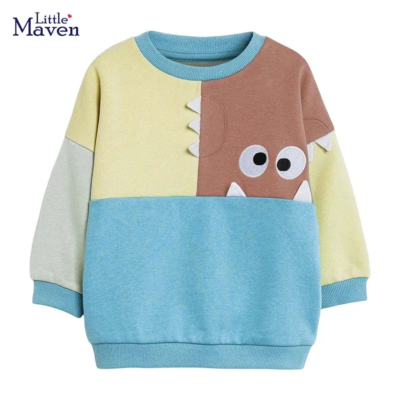 Little maven Baby Boys New Fashion Tops Cotton Casual Clothes Cotton Lovely Monsters Soft and Comfortable Sweatshirt Kids