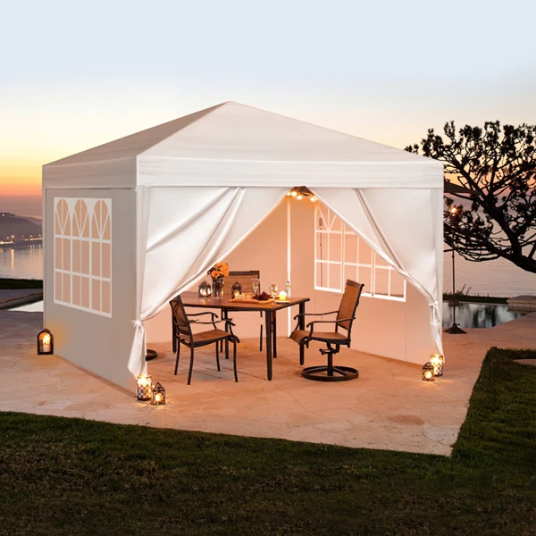  10*10ft 白色 4片面-2个门2个窗 折叠棚 牛津布   喷塑铁管 LT 便携-58