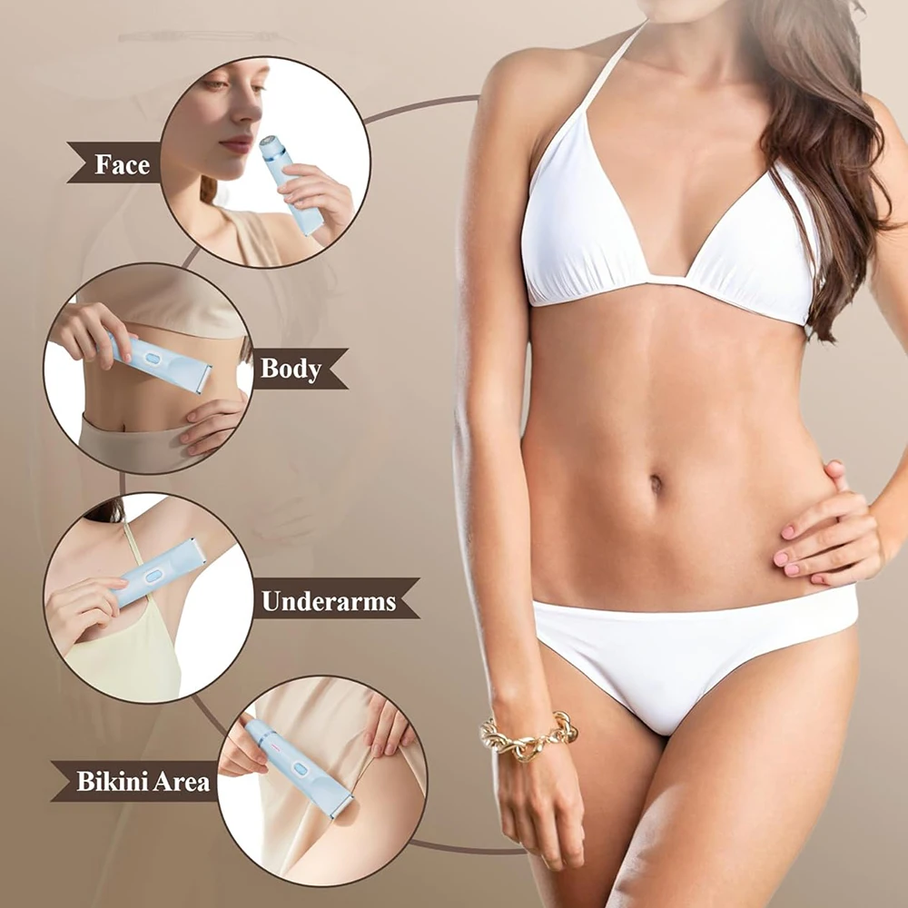Bikini Trimmer for Women Dual-Head Electric Shaver for Women Pubic Hair Waterproof Body Hair Trimmer Rechargeable Hair Removal