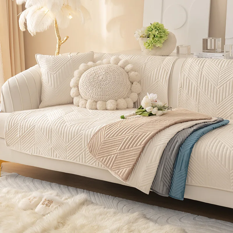 

Plush Sofa Covers for Living Room Winter Thick Sofa Cover Non-slip Dutch Velvet Slipcover Home Decor Light Luxury Couch Cushion