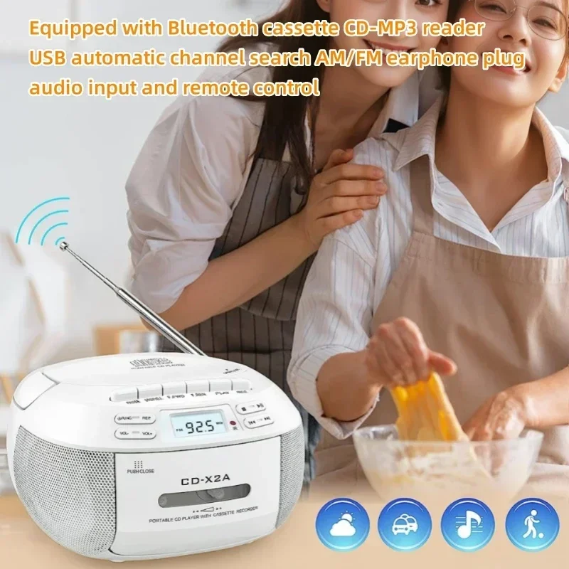 Portable-Bluetooth-Speaker-CD-tape-player-Boombox-Cassette-Recorder ...