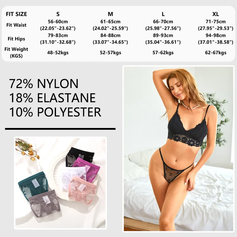 Sexy Mini G-string Seamless Transparent Thin Strip Woman Lace Thongs See-through Plus Size Lingerie Underwear Cute Women Panties