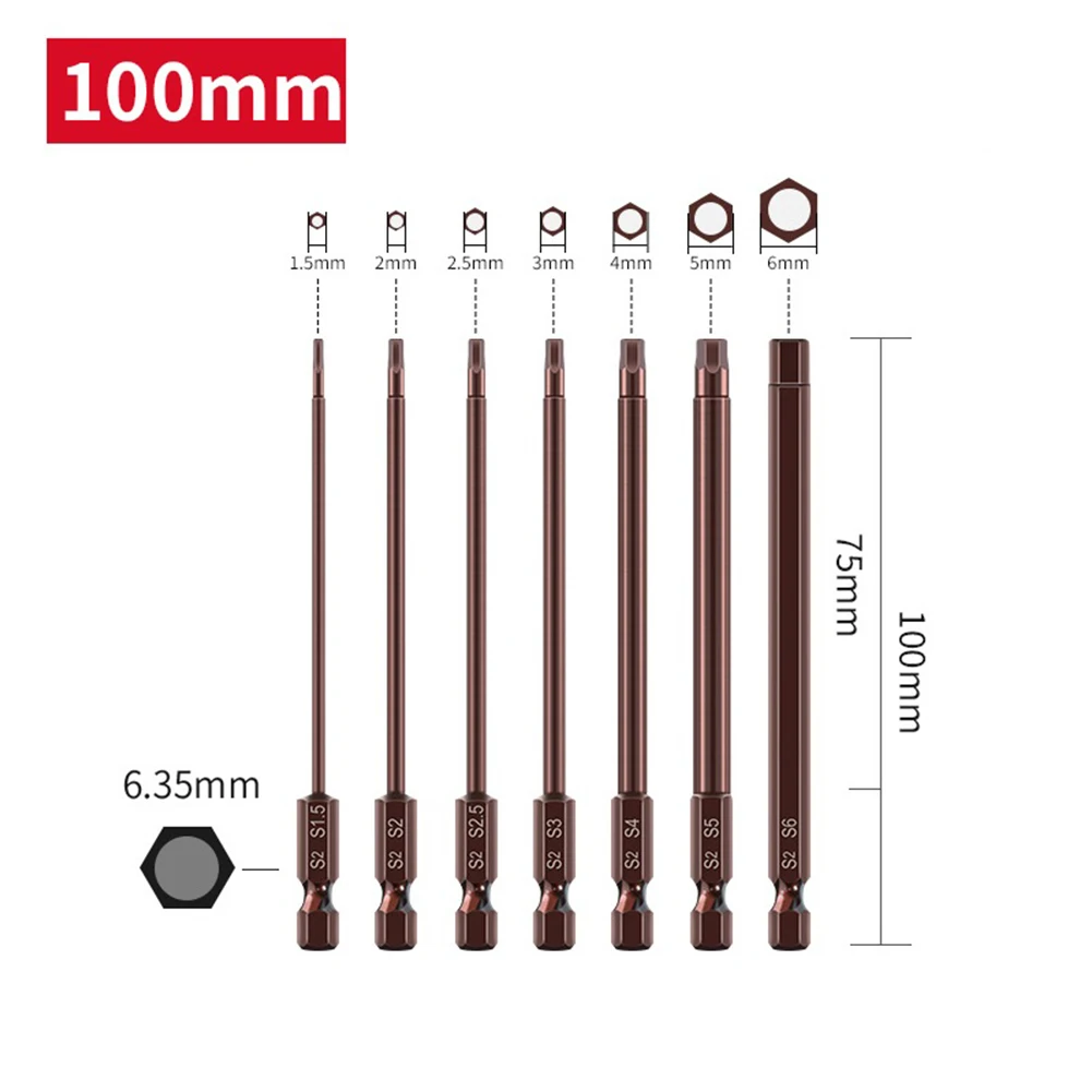 

1pcs 100mm H1.5-H6 Alloy Steel Magnetic Hex Head Screwdriver Bits Screw Driver Tools Hex Wrench Bit Set Screwdriver Sets