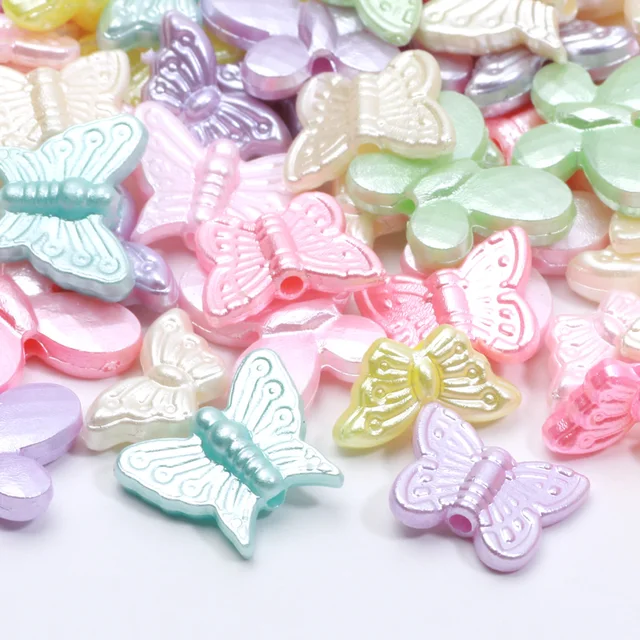 Butterfly Beads 50pcs Macaron Pearlescent Colorful Acrylic Beads For  Jewelry Making DIY Jewelry Hair Clip Decoration