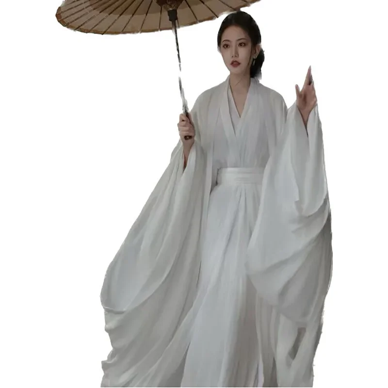 

Белое платье ханьфу, женский костюм ханьфу в древнем китайском стиле, сказочный костюм для косплея на Хэллоуин, летнее платье ханьфу, модель 2024 года