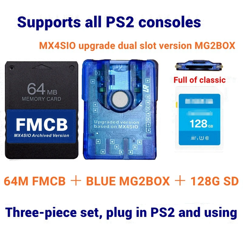 コンソールMx4sioデュアルスロットエディションmg2box tf sdカードアダプターforall ps2 256g/128g/64g tf/sd ps2  fmcbカードオプションの組み合わせ AliExpress Mobile