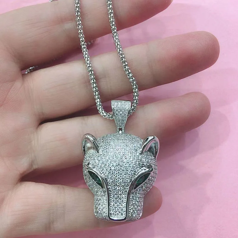 Zlxgirl jewelry Two size Trendy Leopard Designs pendant necklace jewelry of women men metal zirconia chain pendant free shipping