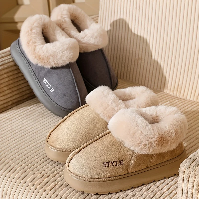 Couple's Luxury Comfortable Warm Fleece Lined Winter Slippers - Elegant, Warm, and Comfortable Thick Sole Indoor 3