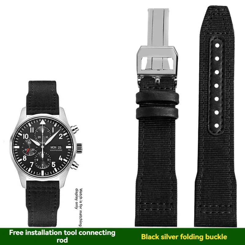 Premium Outdoor Sports Nylon Canvas Watch Strap for Men - Fits IWC Pilot XVIII Spitfire Series