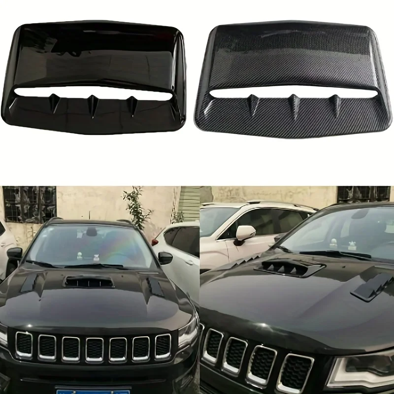 Universal Car Air Outlet Hood Carbon Fiber Bonnet Base Decorative Cover Tape Exterior Hood Car Air Intak Scoop Accessories hood scoop car body trim accessories