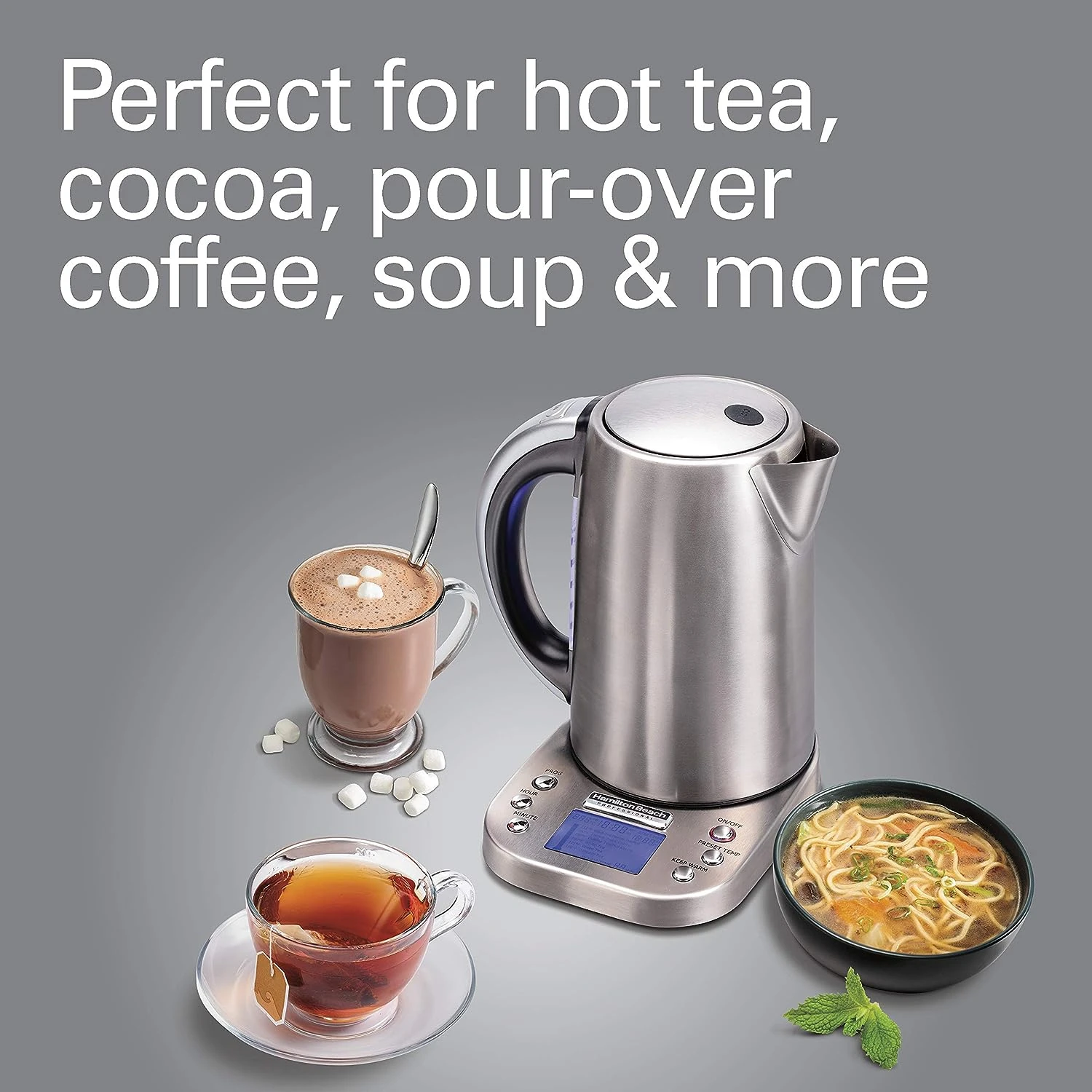 

Digital LCD Temperature Control Tea Kettle, Water Boiler & Heater, 1.7 Liter, Fast Boiling 1500 Watts, Cordless, Auto-Shuto