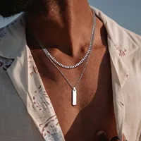 Colliers de présidence empilés à barre verticale pour hommes et garçons, collier JOCollar en ULtorsadée cubaine en acier inoxydable, ensembles de bijoux mn, cadeaux 1