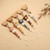 Baby Beech Wood Pacifier Clip Cartoon Animal Crochet Beads Silicone Nipple Chain For Teether Nursing Toys Baby Pacifier Chain 3