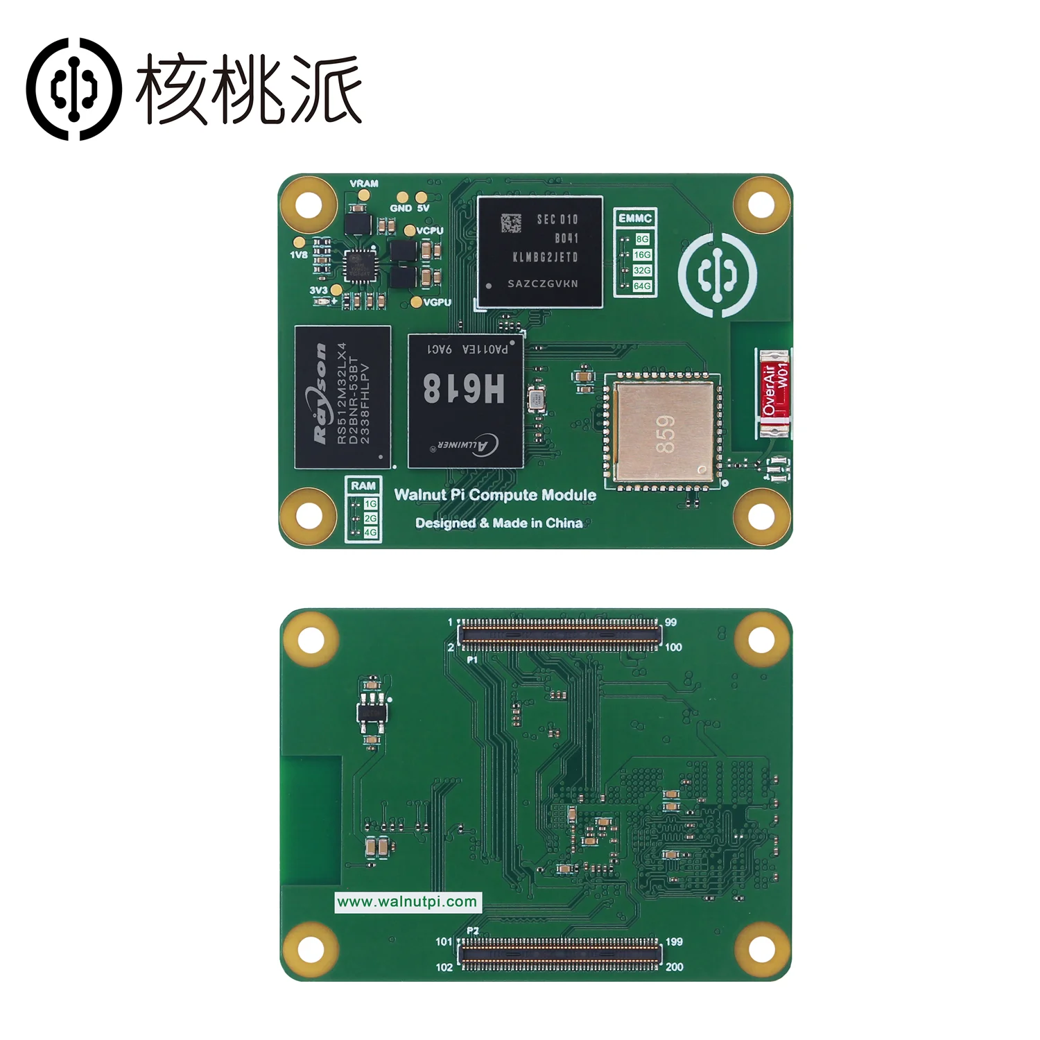 히트 상품 칩보드 월넛 Pi CM1 컴퓨팅 모듈 1/2/4GB 올위너 H618 WiFi BT 미니 PC 개발 보드 SBC 컴퓨터 라스베리