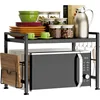 Extendable Microwave Oven Rack - Adjustable Kitchen counter shelf, 2 Tier Microwave Stand (L15.7~23.6" xW12.8 xH17.7) 1