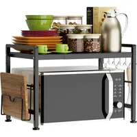 Extendable Microwave Oven Rack - Adjustable Kitchen counter shelf, 2 Tier Microwave Stand (L15.7~23.6" xW12.8 xH17.7) 1