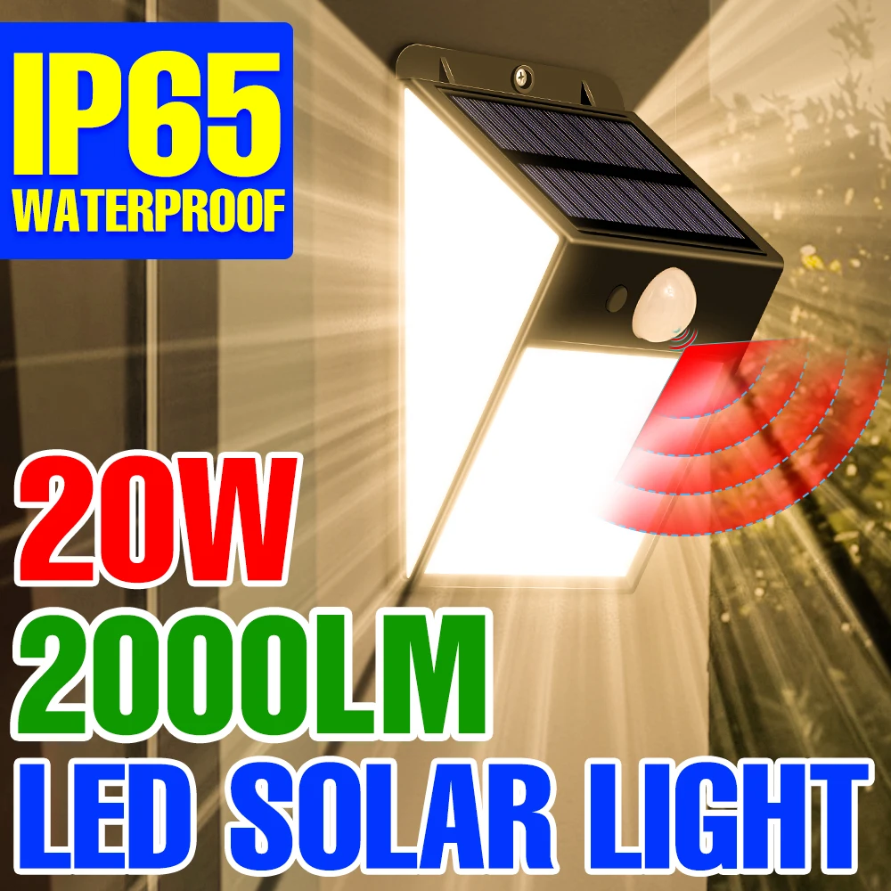 

20W Solar Led Light Outdoor Spotlight IP65 Waterproof Wall Lamp For Garden Exterior Decoration Lighting LED Solar Street Lamp