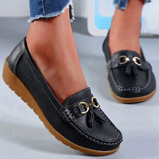 Women Shoes Nurse Loafers Shoes Classics Flats Zapatos Mujer Comfortable Flat Shoes Women White Casual Leather Women's Footwear 4